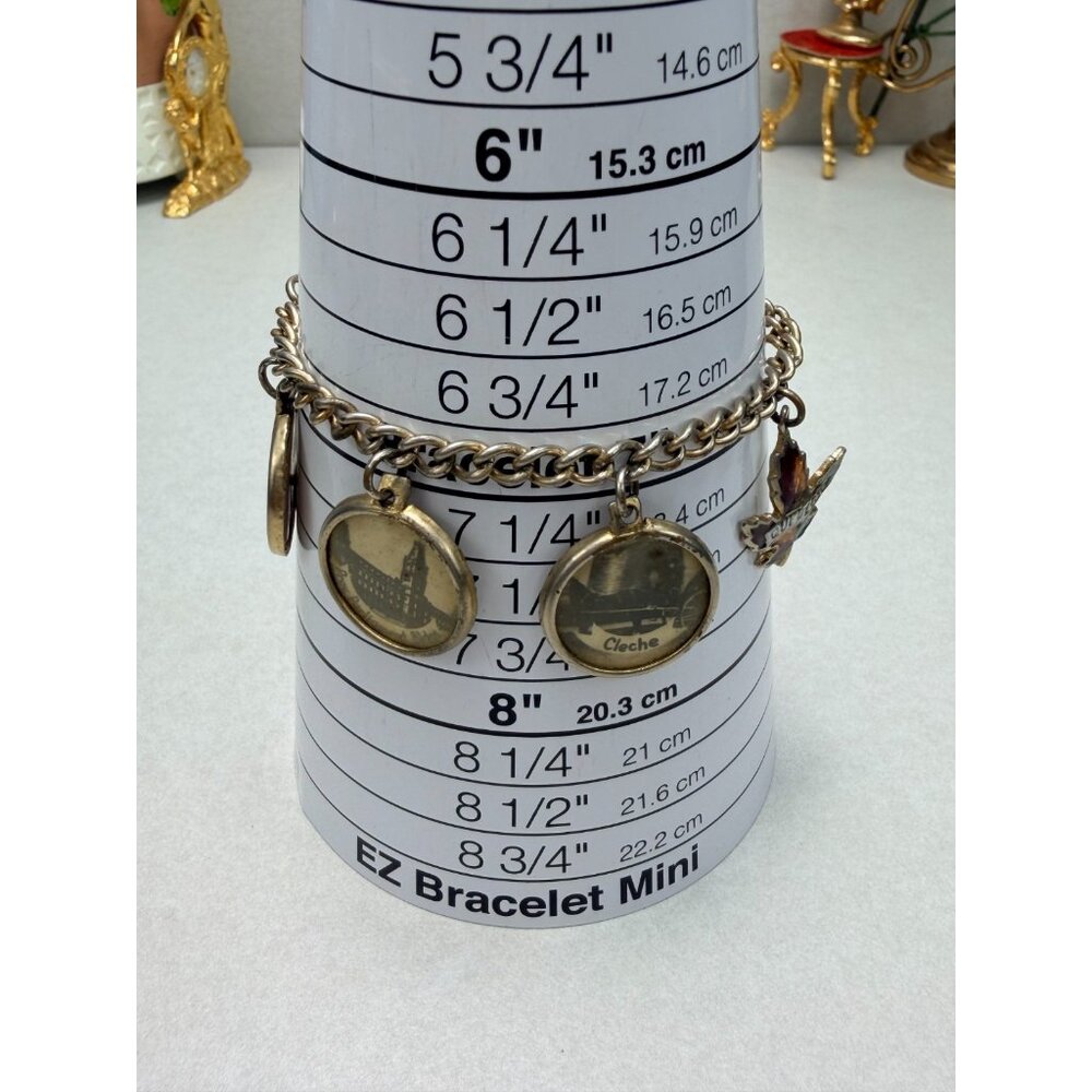 Antique Canadian Charm Bracelet Quebec Souvenir Silver Tone - Picture 6 of 9